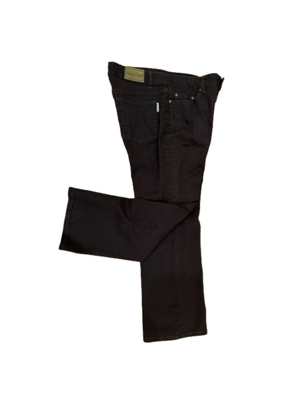 90s COLDWATER CREEK JEANS EMBROIDERED BROWN & BROWN TUXEDO MEDALLIAN STRIPE 12P